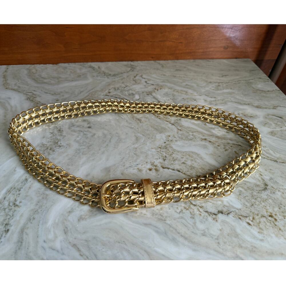 Metallic Gold Mesh Chain Link Belt L